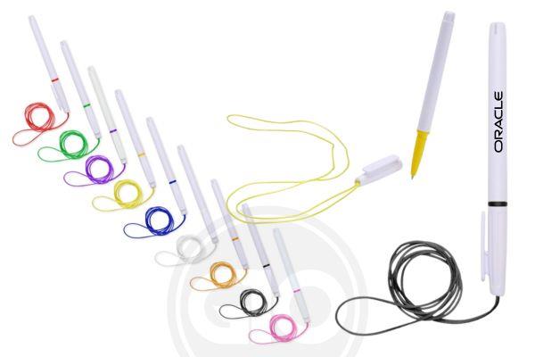 Caneta Plástica com Cordão Personalizada - G01092